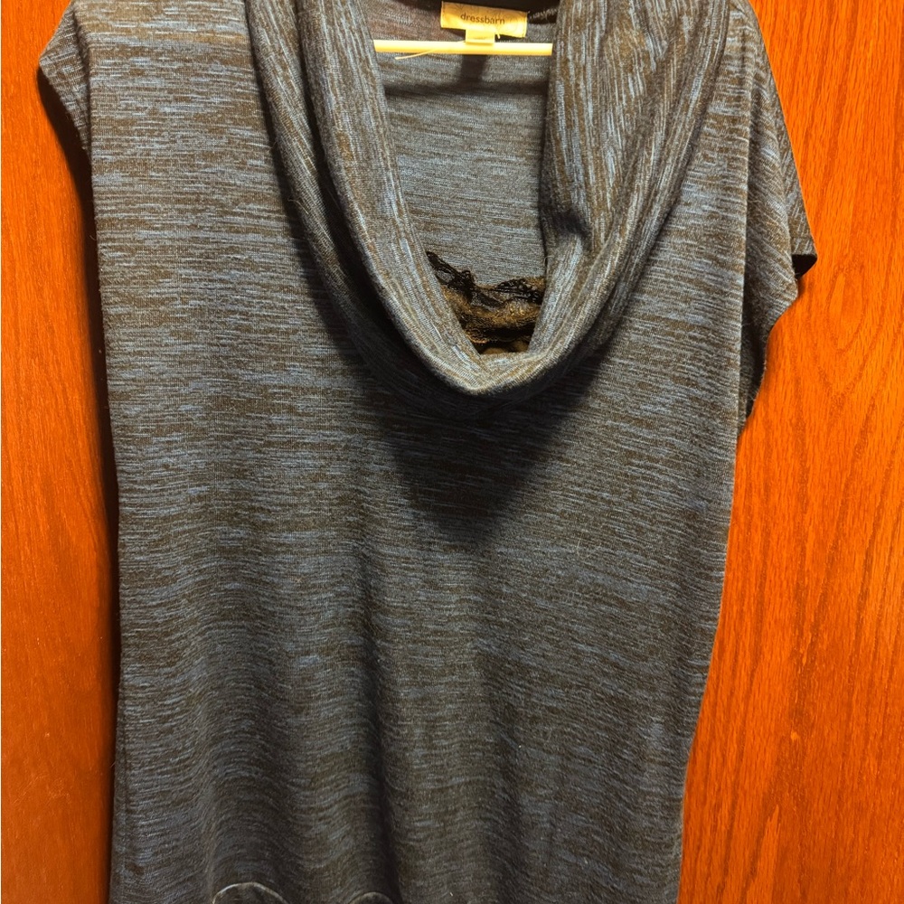 Dressbarn Blue and black heathered  cowl neck sweater EUC size XL